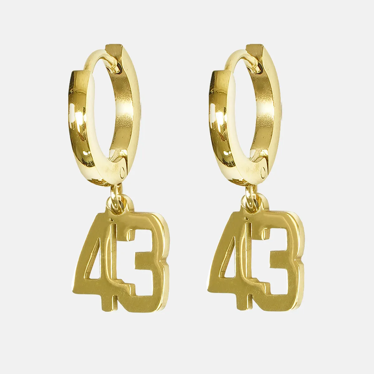 43 Number Earring - Gold Plated Stainless Steel