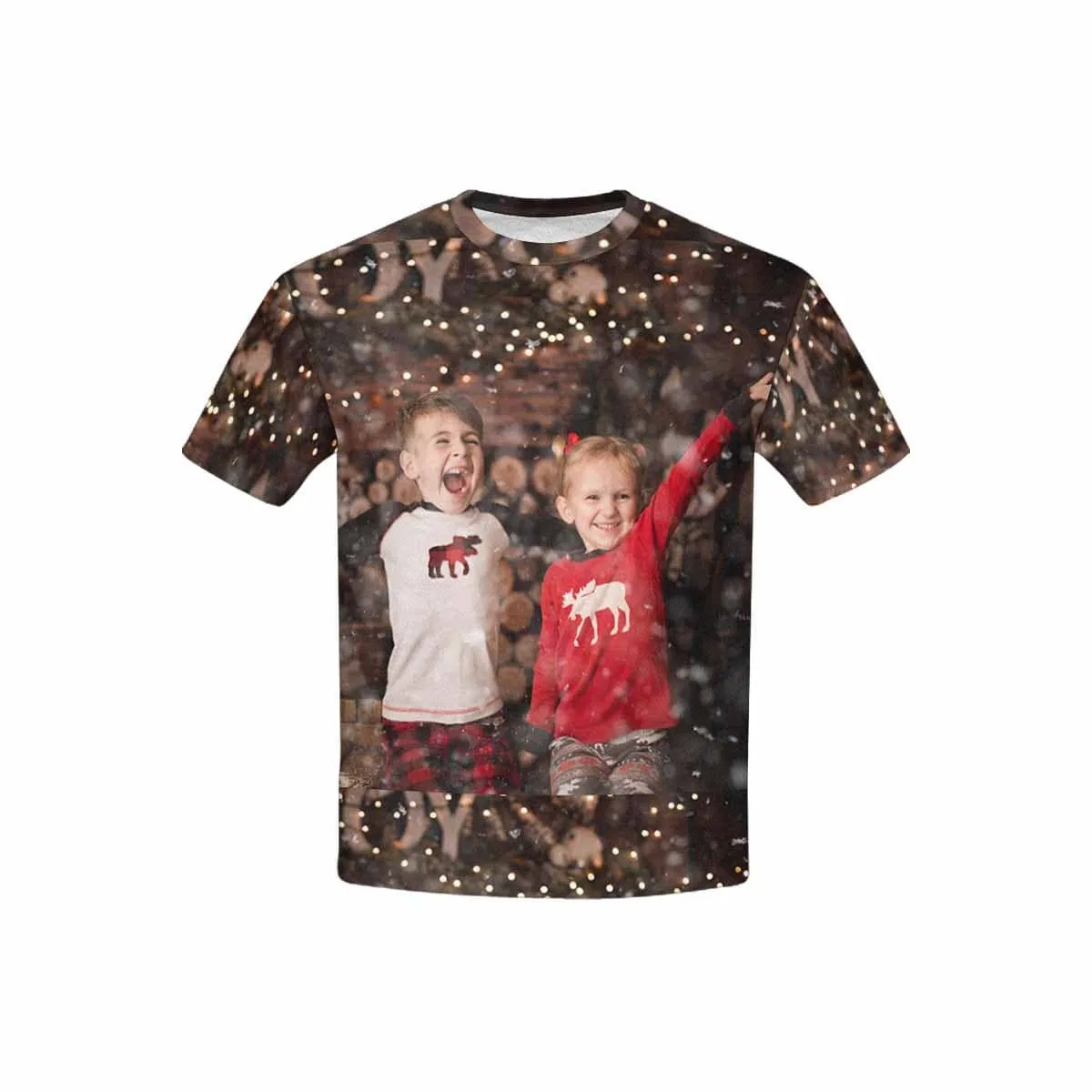 #6-15Y Custom Photo Happy Christmas Kid's All Over Print T-shirt