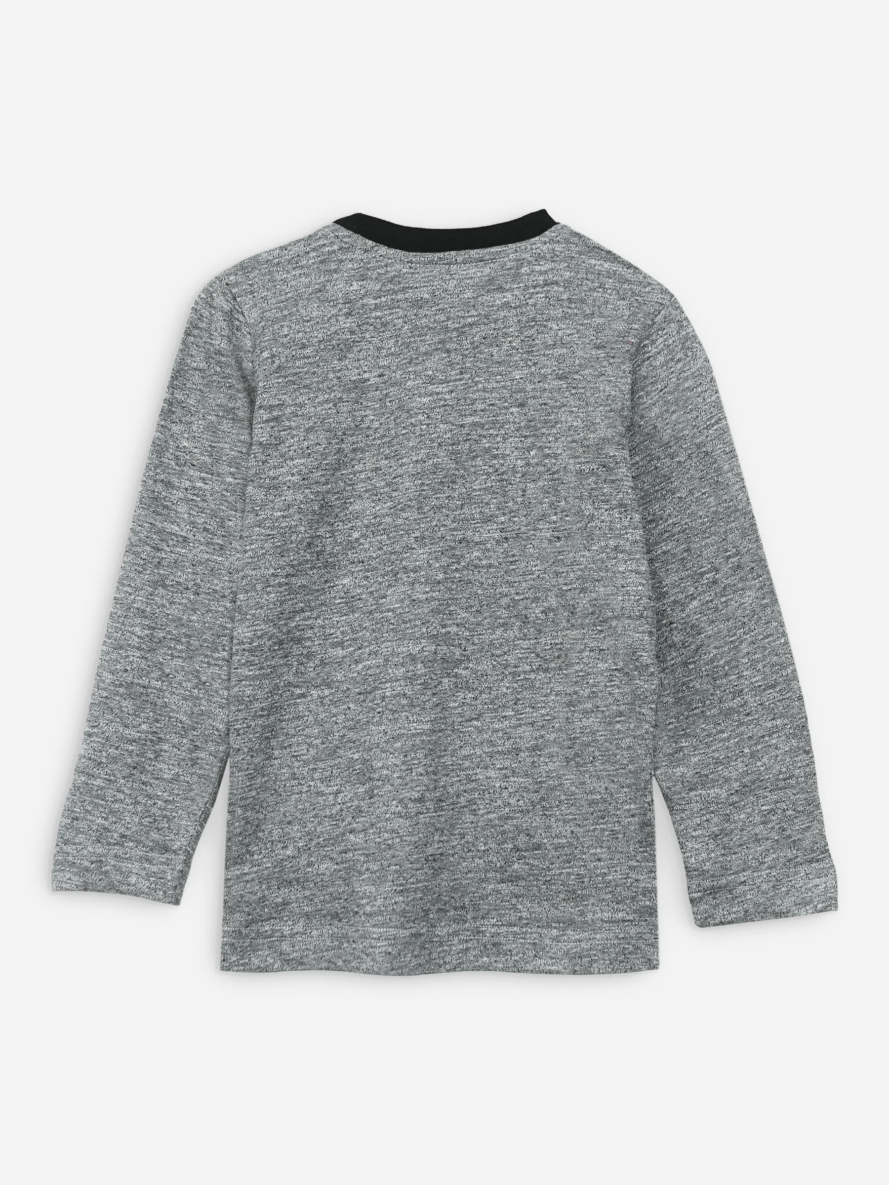 Anthracite Grey Long Sleeve Casual T-Shirt With Printed Pocket