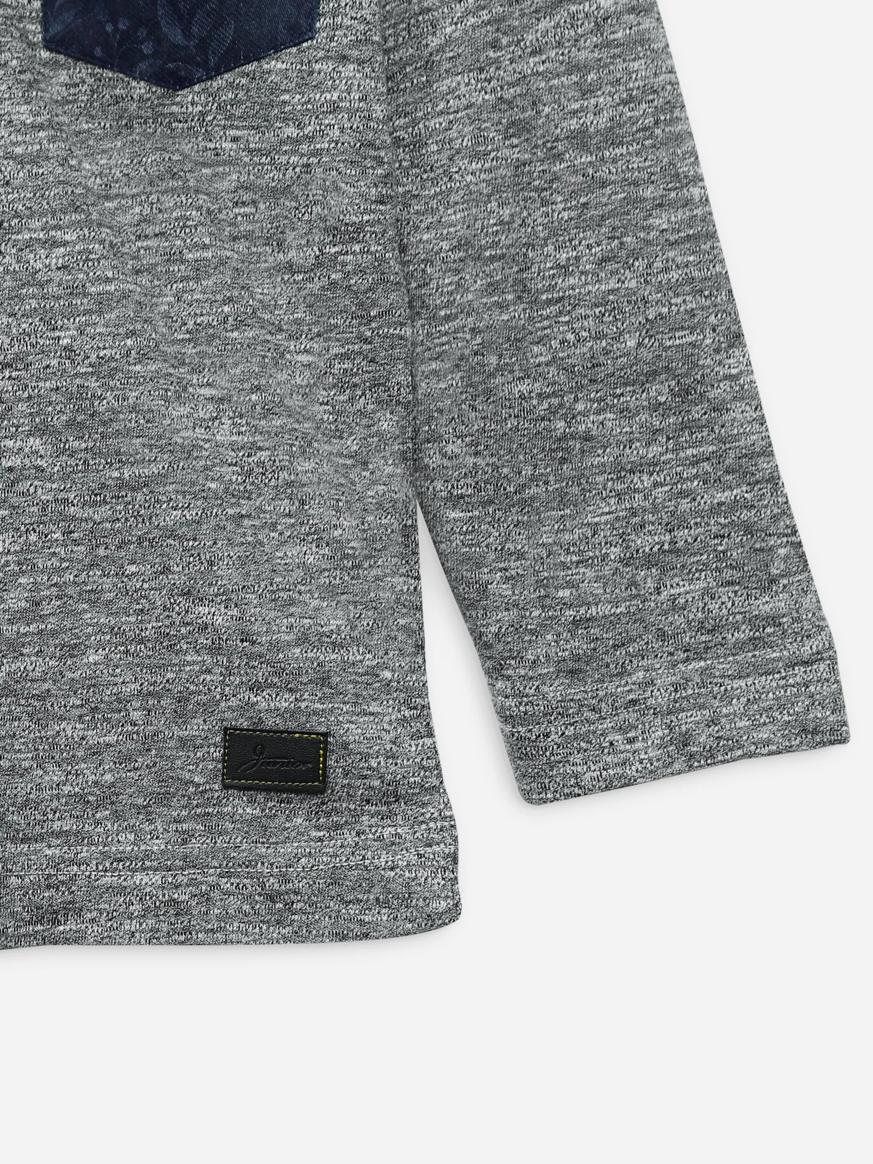 Anthracite Grey Long Sleeve Casual T-Shirt With Printed Pocket