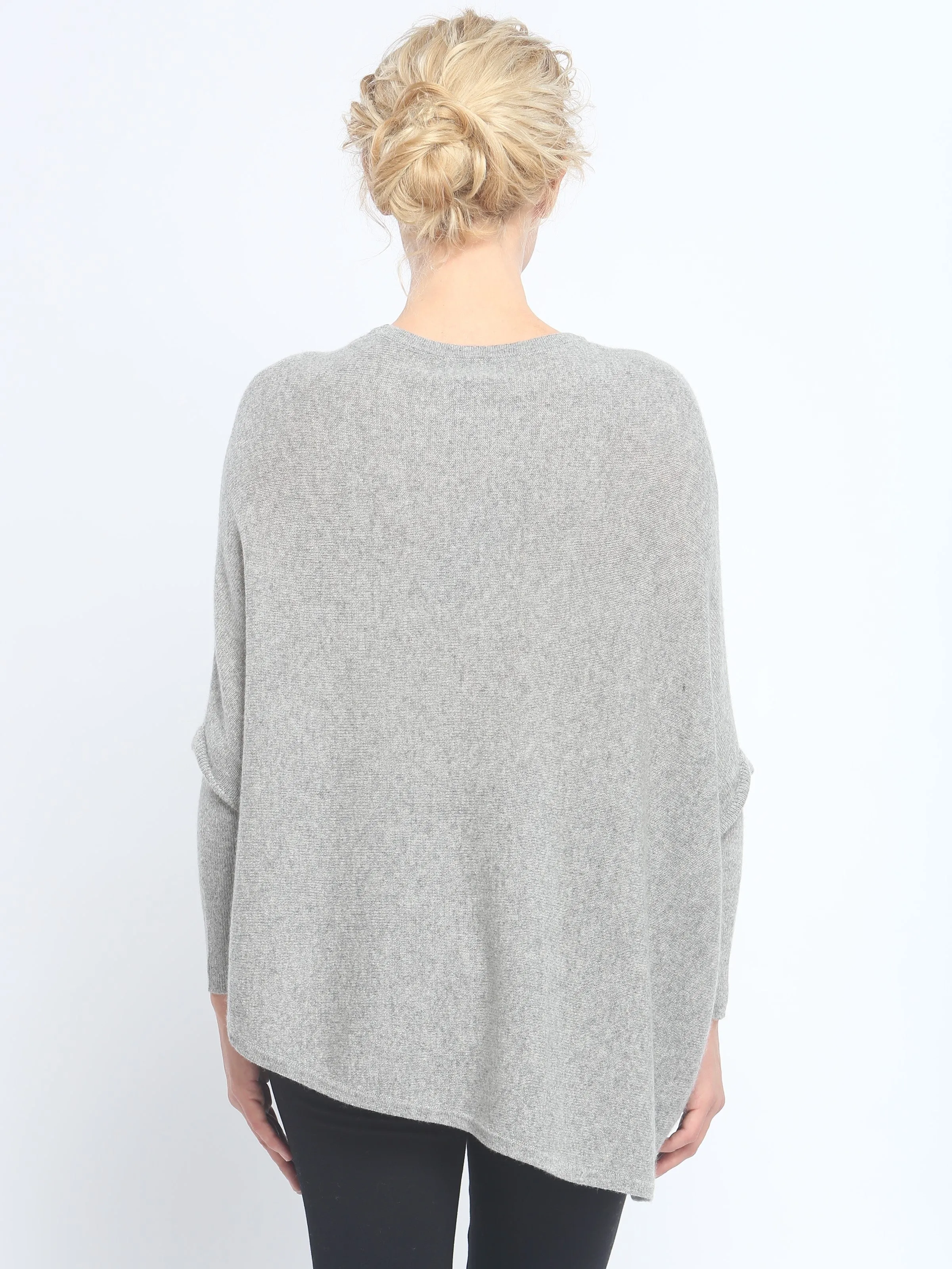 Asymmetrical Hem Easy Crewneck in Cashmere