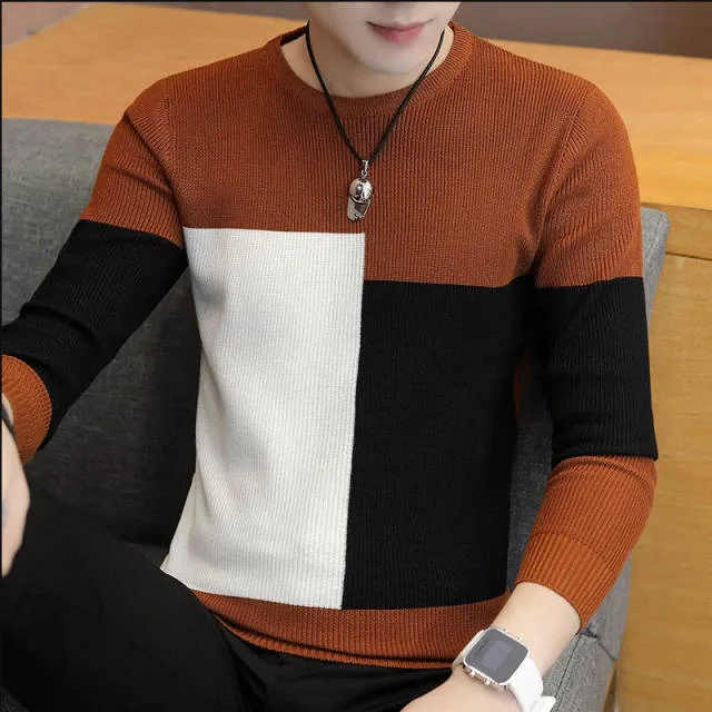 Asymmetric Solid Patchwork Design Sweater