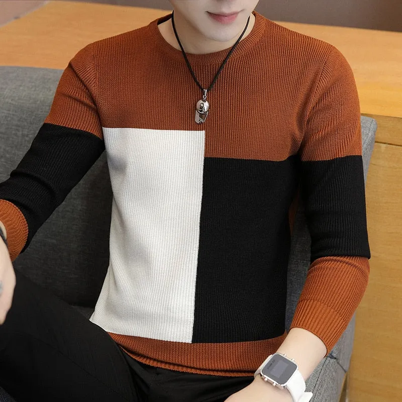 Asymmetric Solid Patchwork Design Sweater