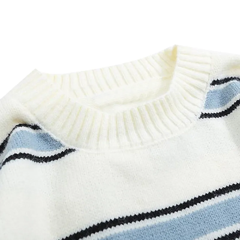 Azure Lake Stripes Wool Mens Sweater