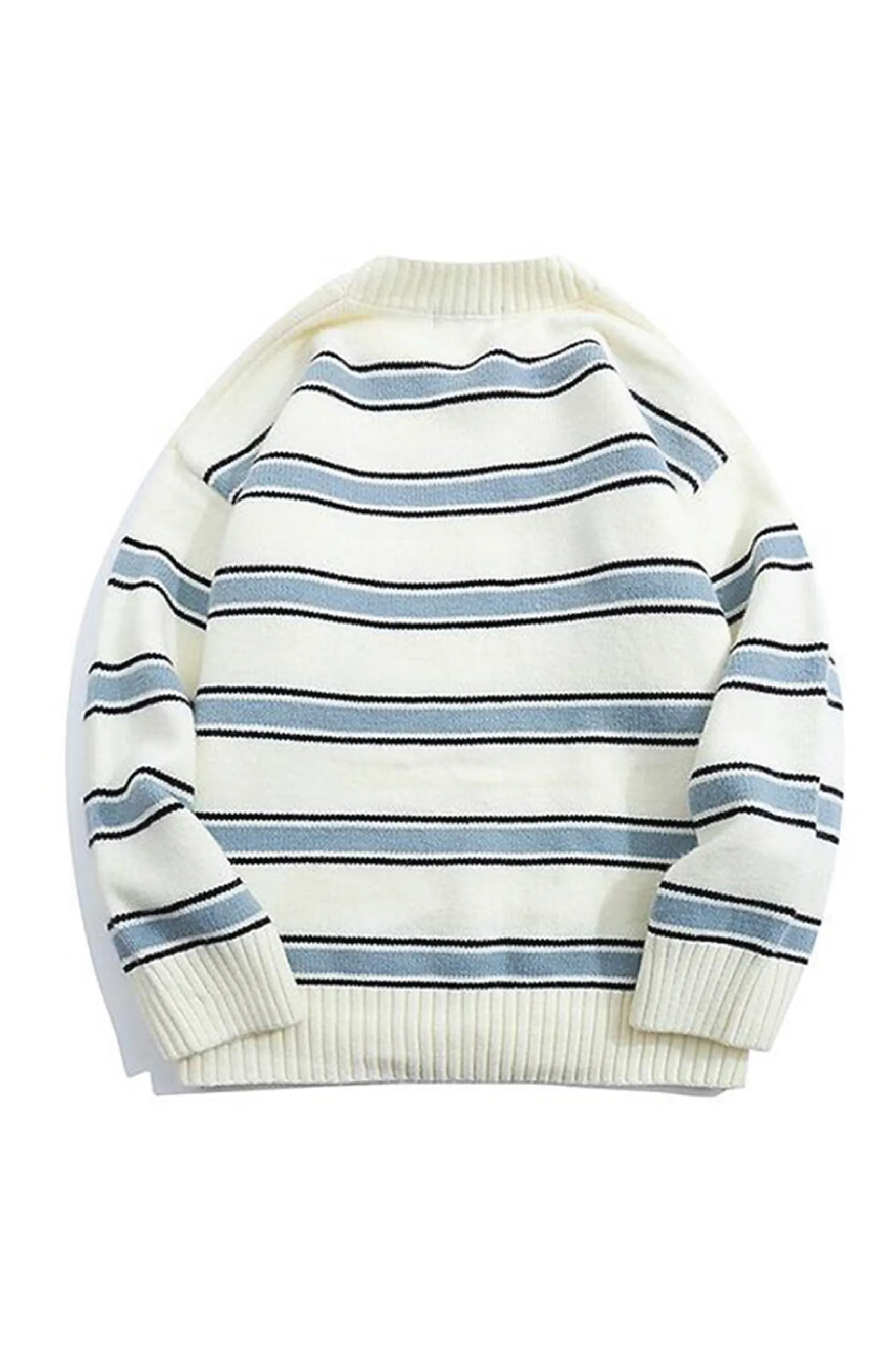 Azure Lake Stripes Wool Mens Sweater