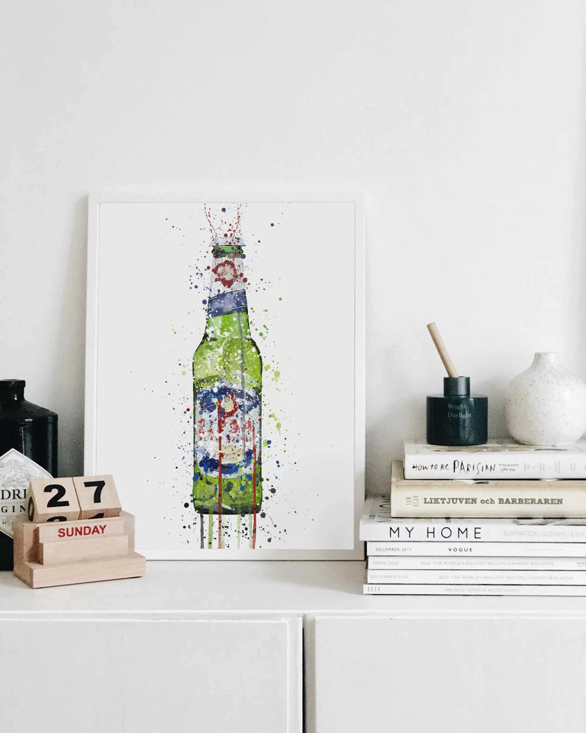 Beer Bottle Wall Art Print 'Green'