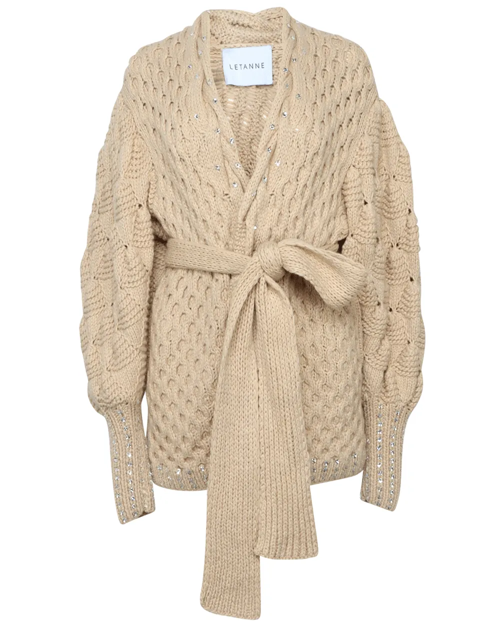 Beige Mini Julie Cashmere Coat with 400 Crystals