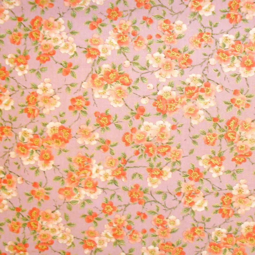 Benartex Fabrics Tea House Flower on Pink Cotton Prints