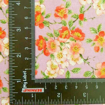 Benartex Fabrics Tea House Flower on Pink Cotton Prints