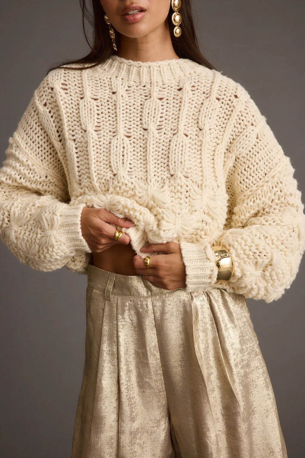 Bethany Cream Cable Knit Sweater