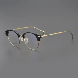 Black Mask Unisex Full Rim Round Titanium Acetate Eyeglasses 445120