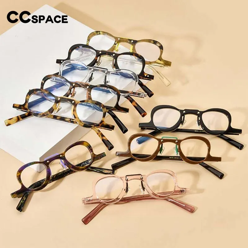 CCspace Unisex Full Rim Small Round Double Bridge Acetate Eyeglasses 54565