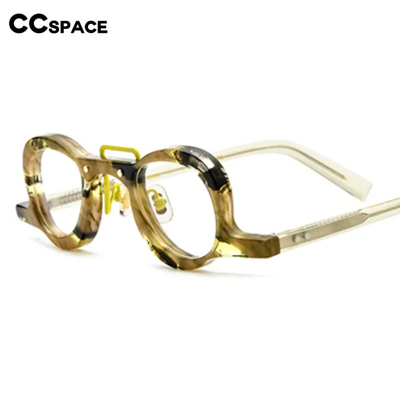 CCspace Unisex Full Rim Small Round Double Bridge Acetate Eyeglasses 54565