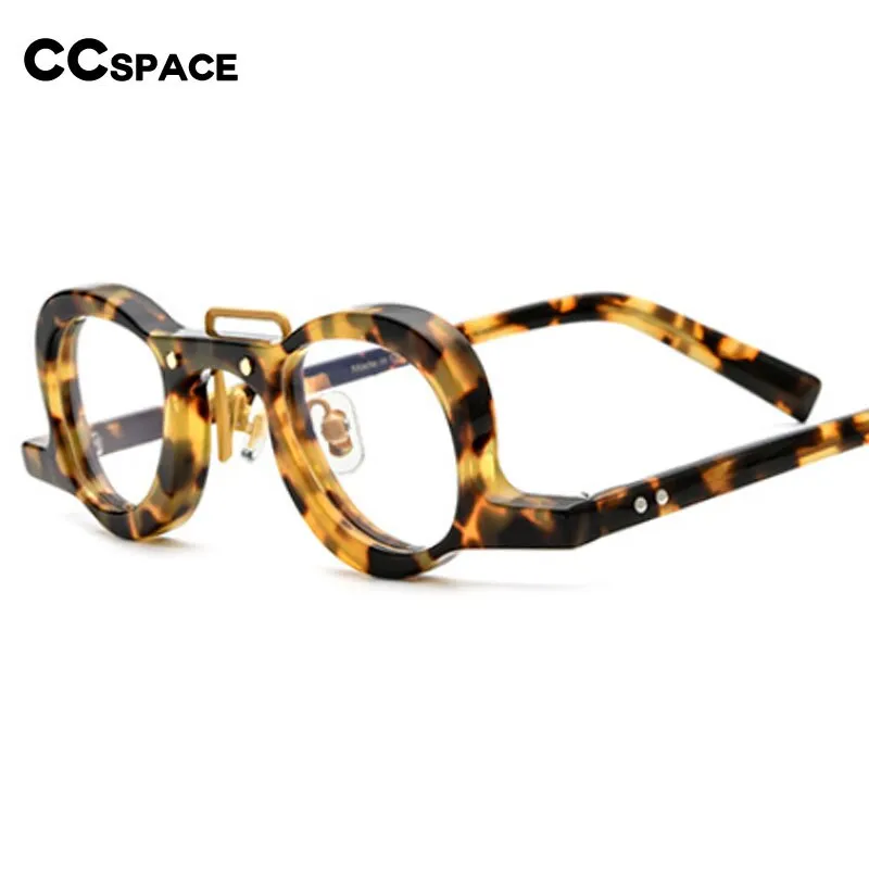 CCspace Unisex Full Rim Small Round Double Bridge Acetate Eyeglasses 54565