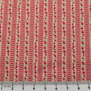 Cerise Floral Lace Stripe Cotton Print