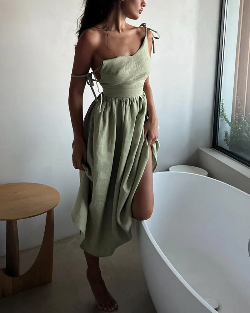 Chic V-neck strapless backless dress