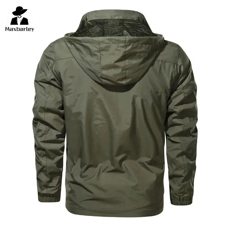 COLD SEASON ™ Autumn Men Outdoor Windproof Jackets Hooded Coat Camping Fishing ,Male Breathable Casual Jacket 5XL