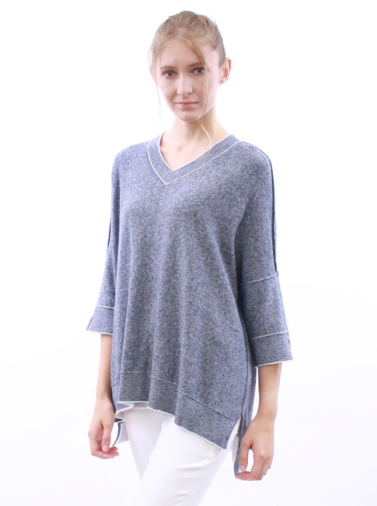 Color Block Reversible Slouchy V Neck