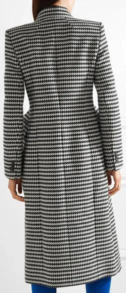 Double-Breasted Houndstooth Wool-Blend Coat