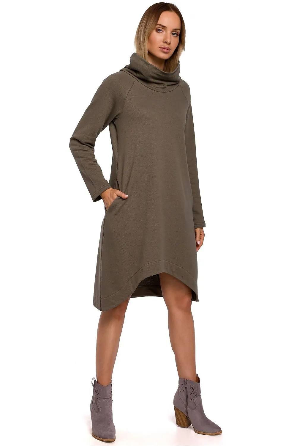 Elegant Asymmetrical Knit A-Line Dress