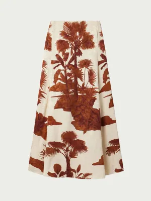 Encanto de Isla printed satin-jacquard maxi skirt