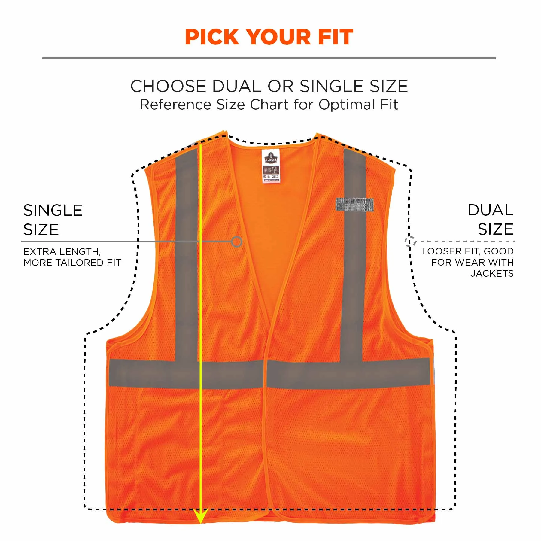 Ergodyne 24554 8215BA-S L Orange Class 2 Economy Breakaway Mesh Vest - Single Size