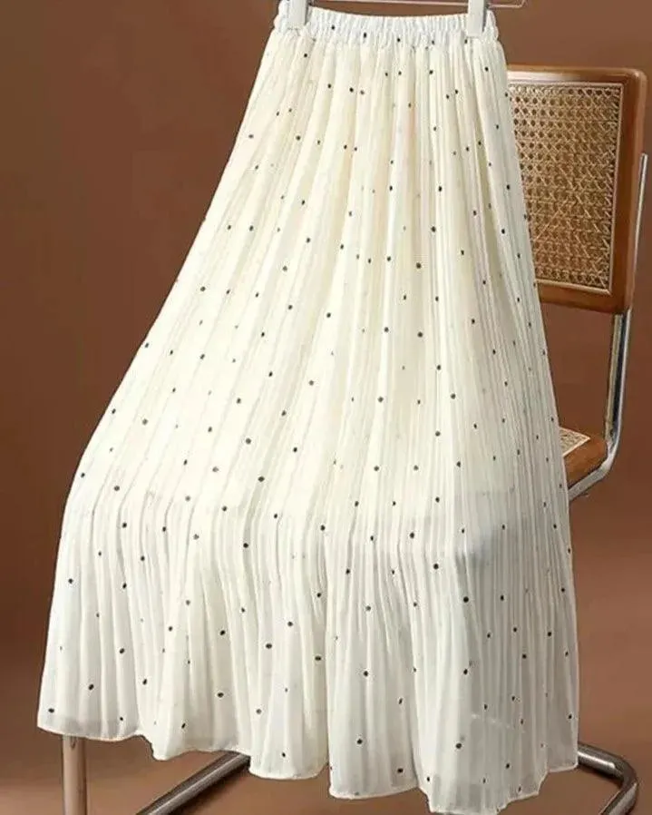 Fashion Pleated Skirt Dot Chiffon