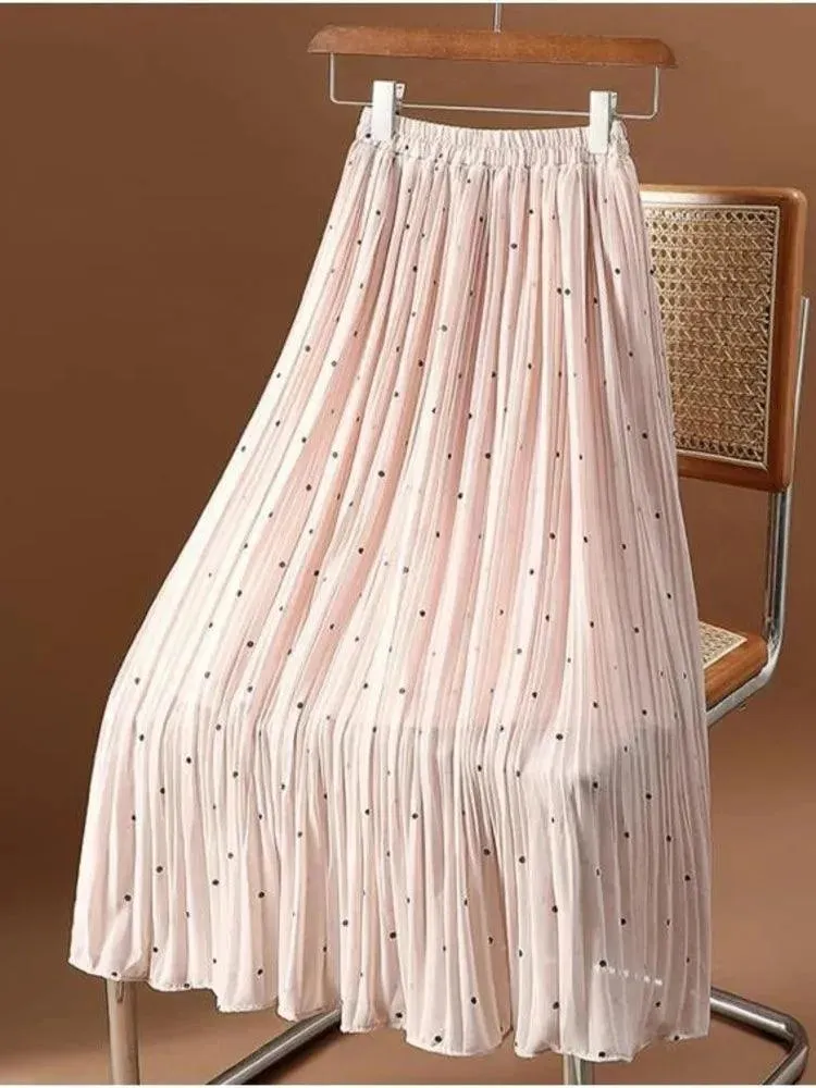 Fashion Pleated Skirt Dot Chiffon