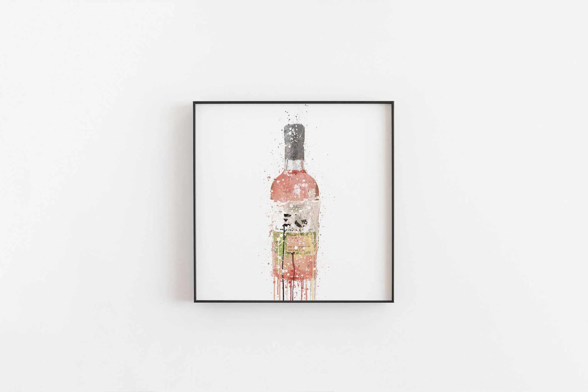 Gin Bottle Wall Art Print 'Soft Pink'