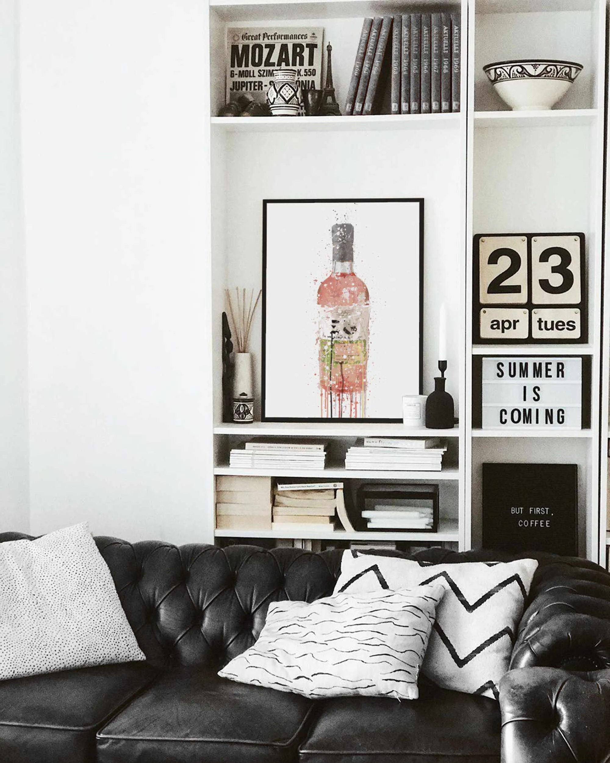 Gin Bottle Wall Art Print 'Soft Pink'