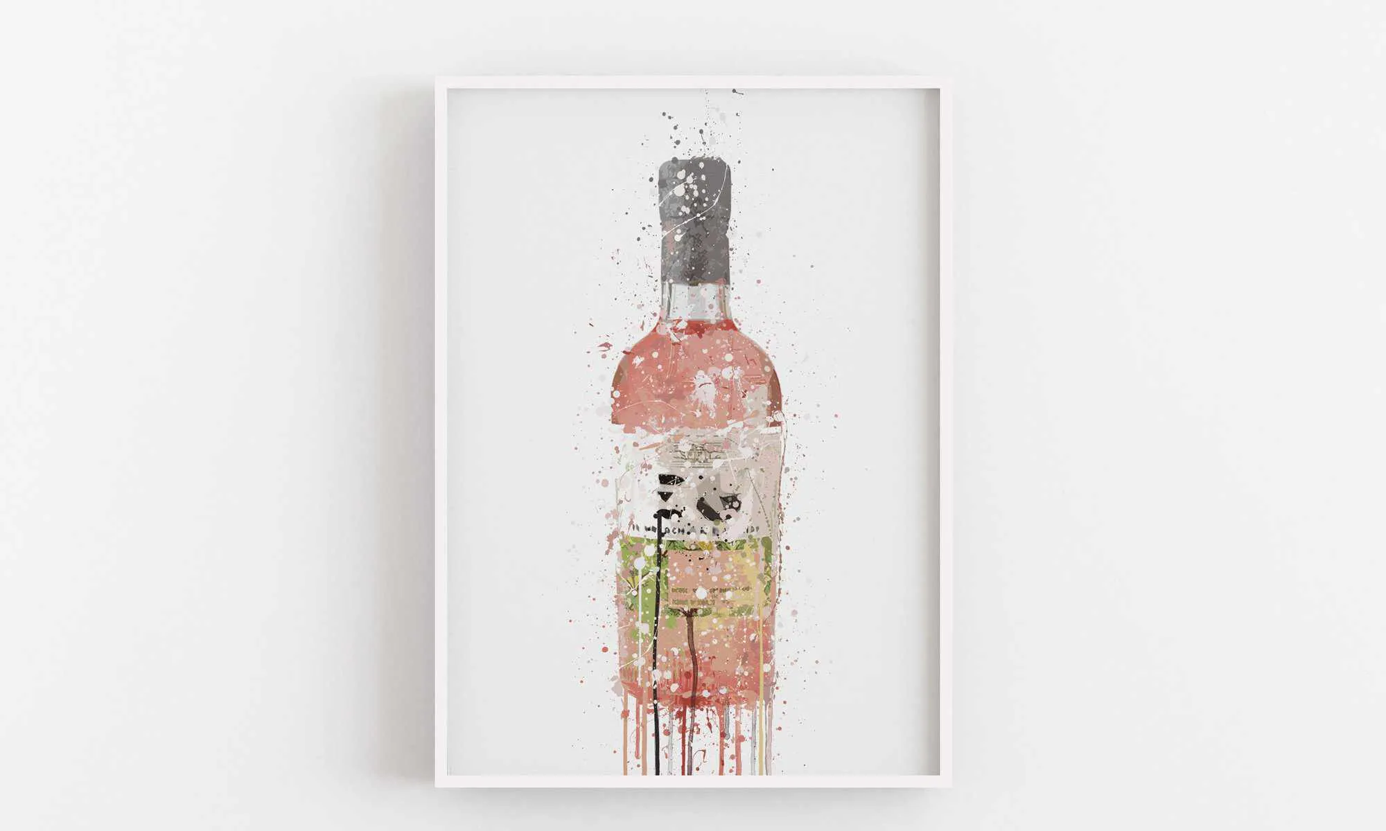 Gin Bottle Wall Art Print 'Soft Pink'