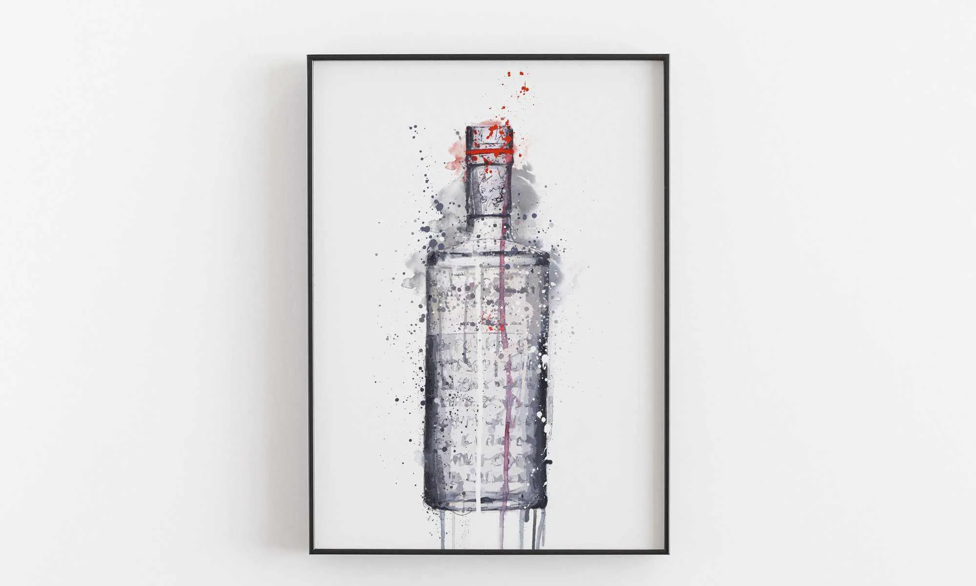 Gin Bottle Wall Art Print 'Steel Grey'