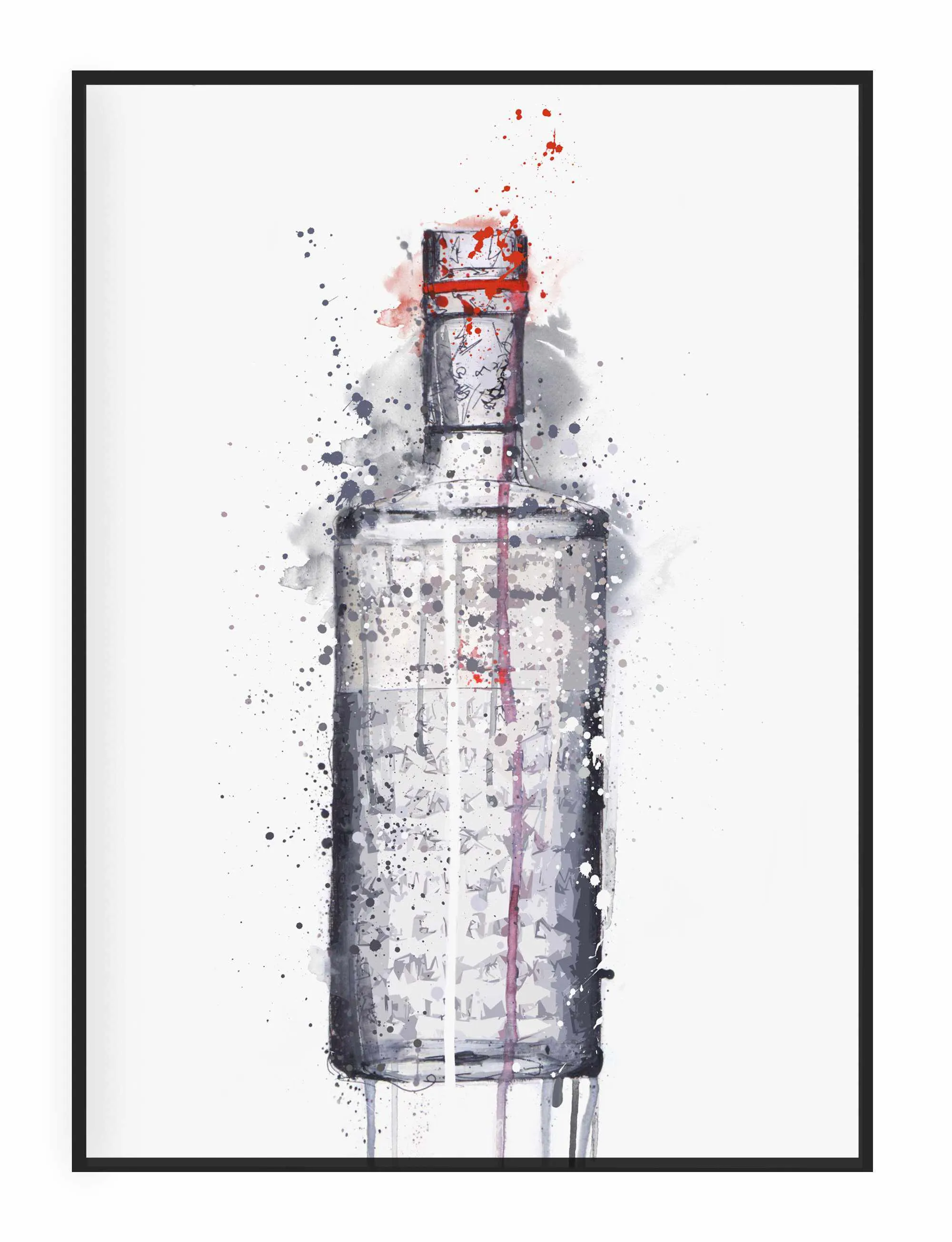 Gin Bottle Wall Art Print 'Steel Grey'