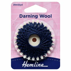 Hemline Navy Darning Mending Wool - 20m