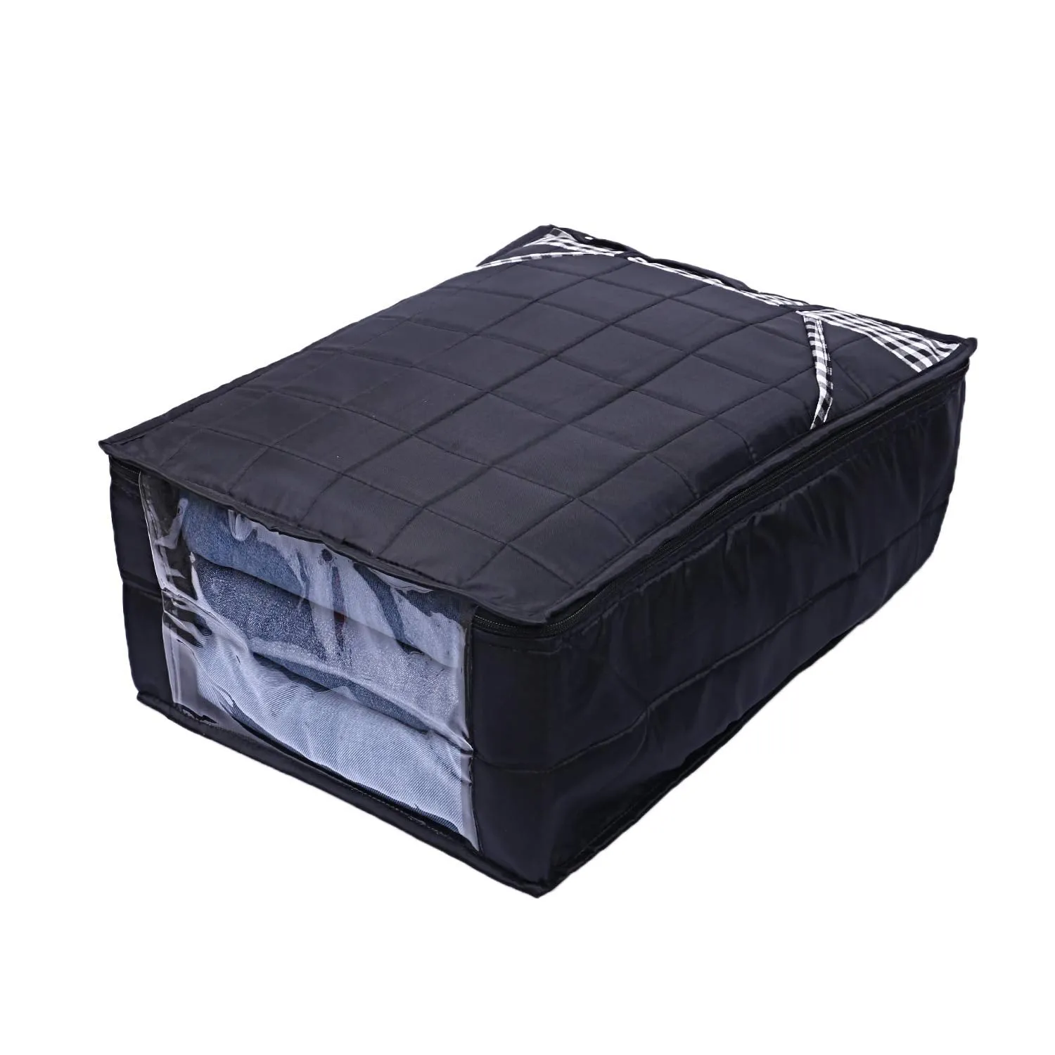 Kuber Industries Parachute Waterproof 2 Pieces Trouser Cover Quilted/Wardrobe Organizer (Black) - CTKTC023218