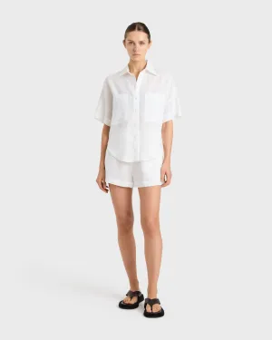 Leiden Linen Short Sleeve Shirt - White