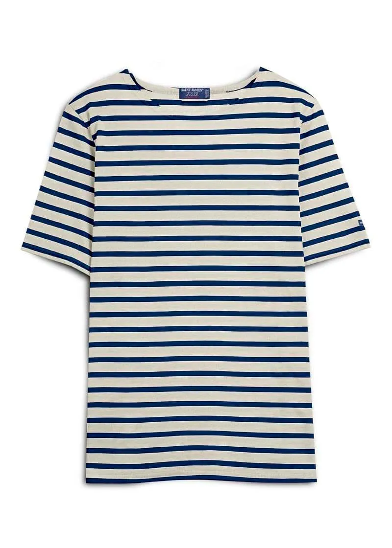 LEVANT MODERN - Breton Stripe Short Sleeve Shirt | Soft Cotton | Unisex Fit (ECRU / NAVY)