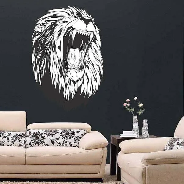 Lion Wall Decal Sticker, Majesty Theme - Adhesive Vinyl Wall Art