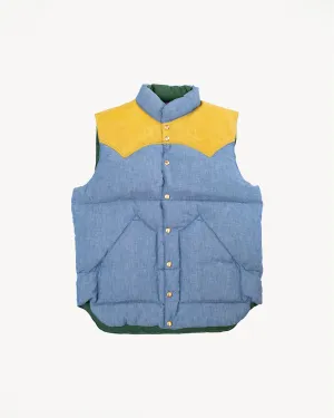 Lot 2200 - Rocky Mountain x Warehouse Selvedge Chambray Down Vest - Sax