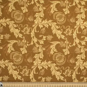 Maurice Style Collection #16 Cream Big Leaves Vines on Brown Cotton Prints