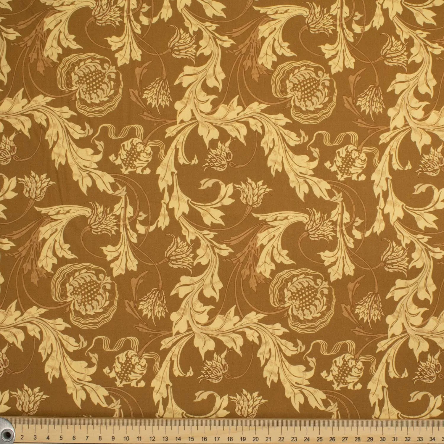 Maurice Style Collection #16 Cream Big Leaves Vines on Brown Cotton Prints