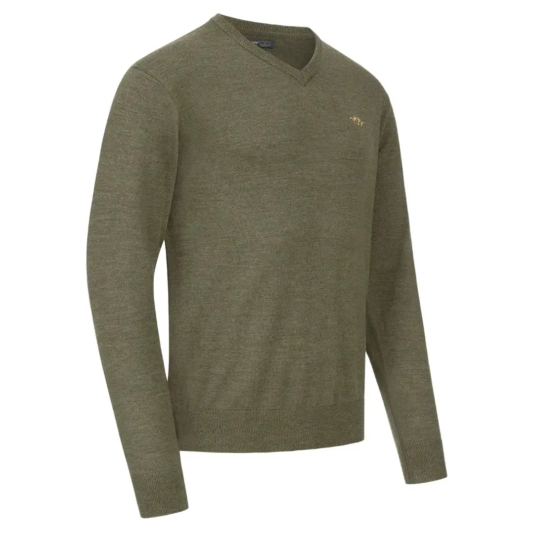 Merino V-Neck Sweater - Dark Olive by Blaser