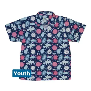 Microscopic Collection Blue Science Biology Youth Hawaiian Shirt