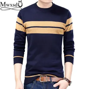 Mwxsd brand Men casual striped cotton pullover sweater high quality mens slim fit jumpers male cotton Christmas sweater