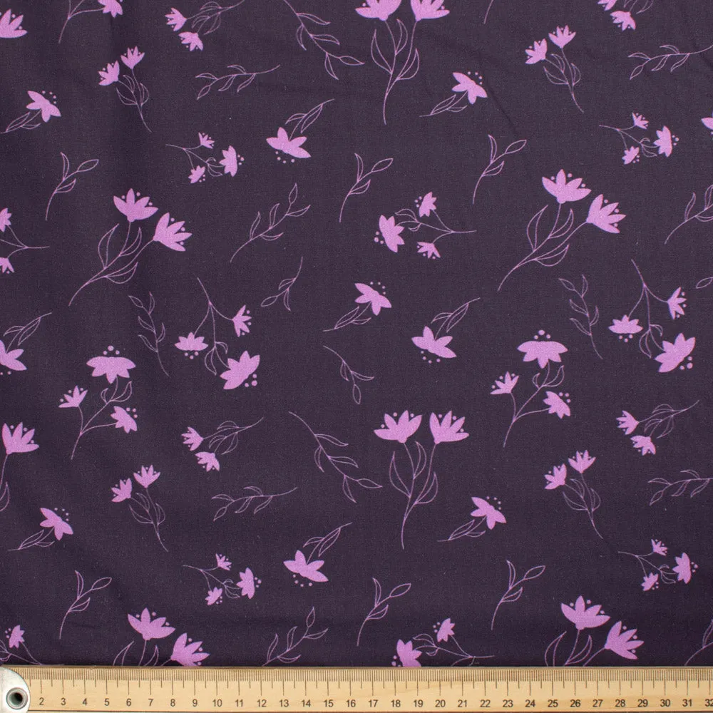 Old World Purple Collection #08 Light Purple Floral on Dark Purple Cotton Prints