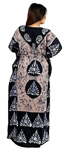 Onekbhalo Women's Cotton Floral Kaftan Nighty Maxi Gown (OK_Free Size) (Free Size, Dust)