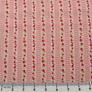 Pink Floral Lace Stripe Cotton Print