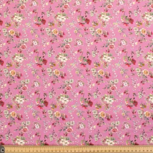 Pink Floral Vintage Cotton Print