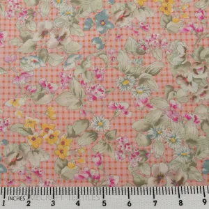 Pink Gingham Garden Cotton Print