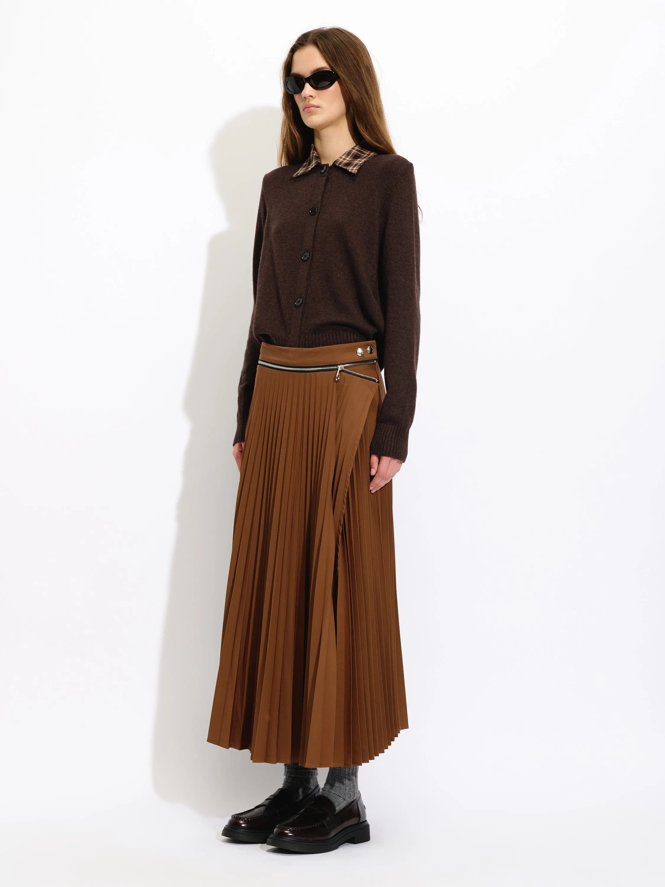 Pleated Zippered Skirt